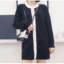 PK18ST078 white and black colour block women dresses cardigan sweaterfashion dress cashmere sweater